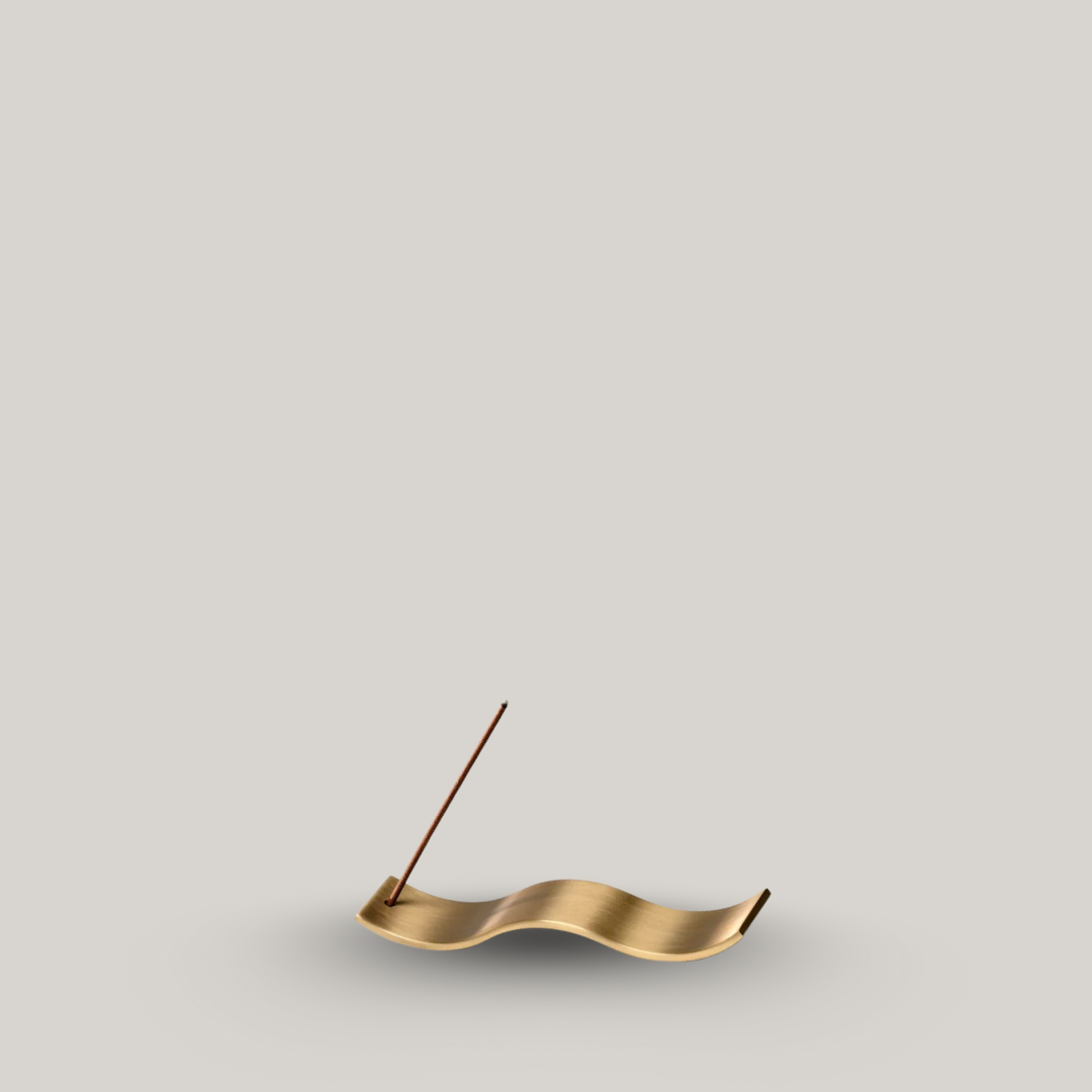 GENTLE HABITS Brass Wave Incense Holder